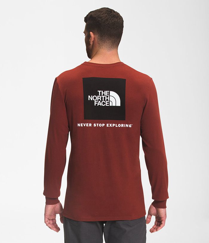 Camiseta The North Face Hombre Rojas Oscuro Manga Larga Box Nse 39517UBZY